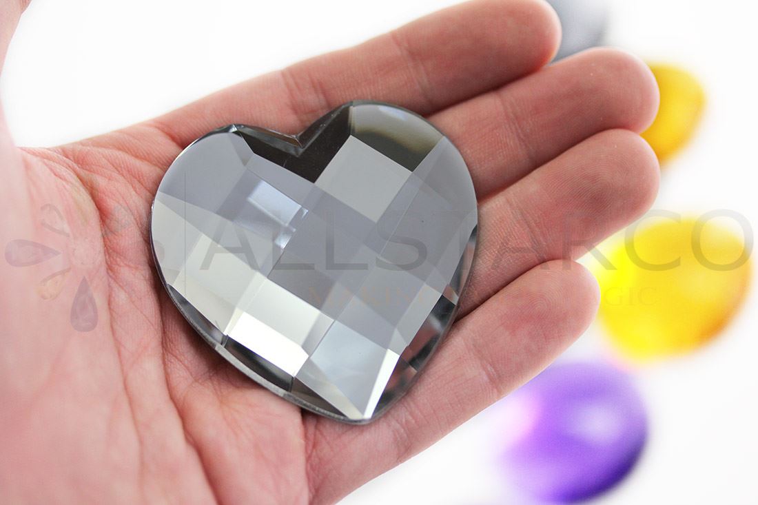 60 mm Corazón Grande Acrílico Estrás Espalda Plana Accesorios Cosplay Gemas de Plástico 2 PIEZAS - Imagen 9 de 16