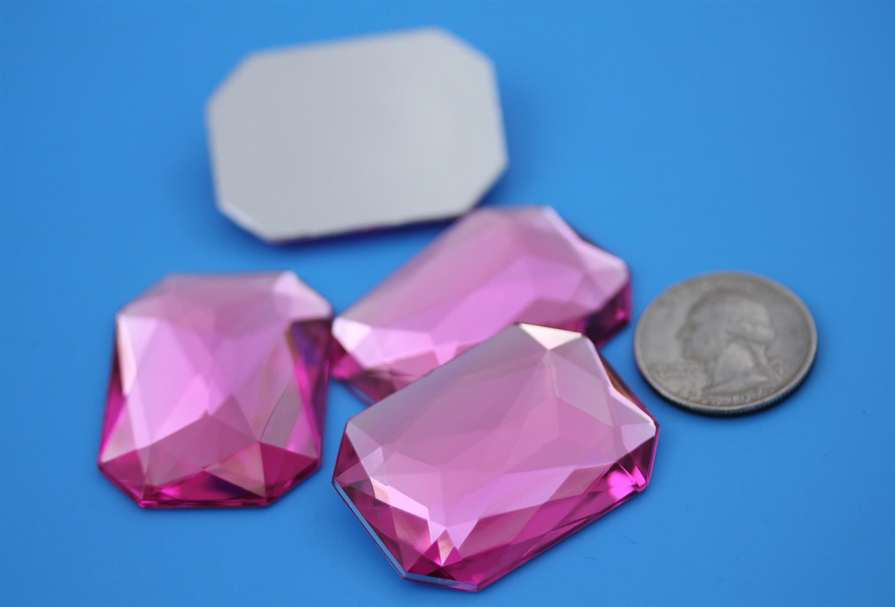 Gemas octágonas acrílicas traseras planas 40X30 mm pedrería joyas artesanales - 4 piezas - Imagen 40 de 51