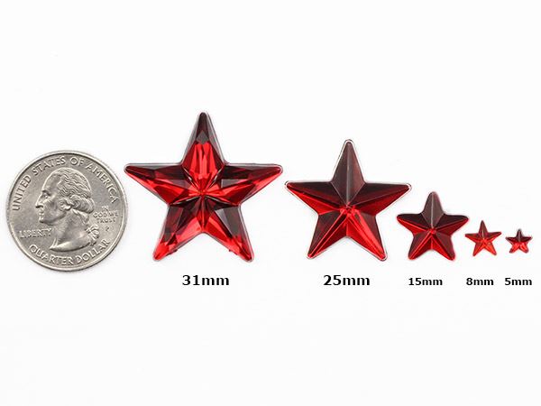 31mm Large Star Rhinestones Embelishments Flat Back Acrylic Plastic Gems 6Pcs - Picture 9 of 16