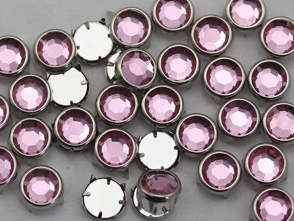 10mm Pink Lt. CH13 Preset Rhinestones - 50 Pieces