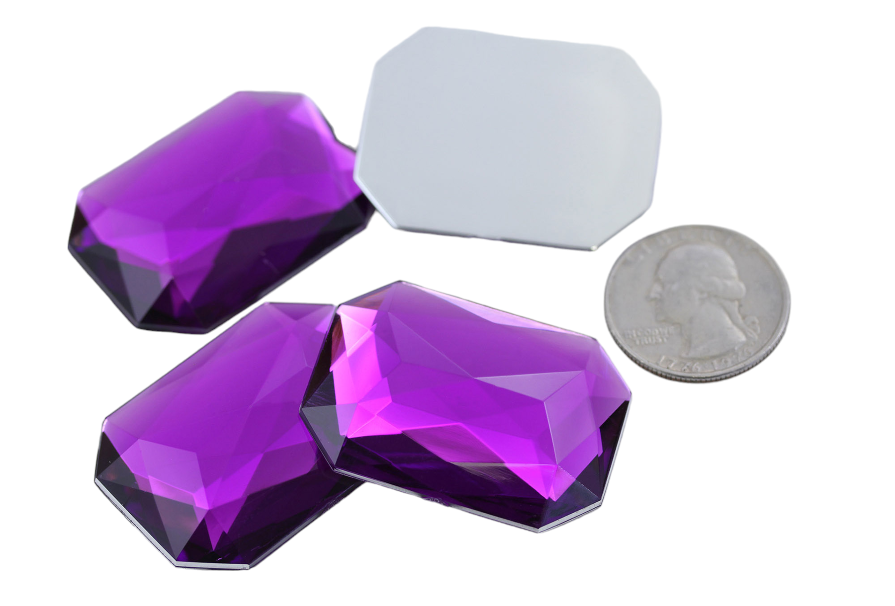 Gemas octágonas acrílicas traseras planas 40X30 mm pedrería joyas artesanales - 4 piezas - Imagen 43 de 51