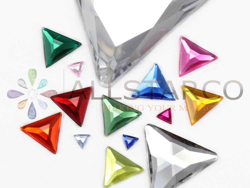 5mm Red Ruby Garnet A28 Flat Back Acrylic Triangle Gemstones - 150 Pieces