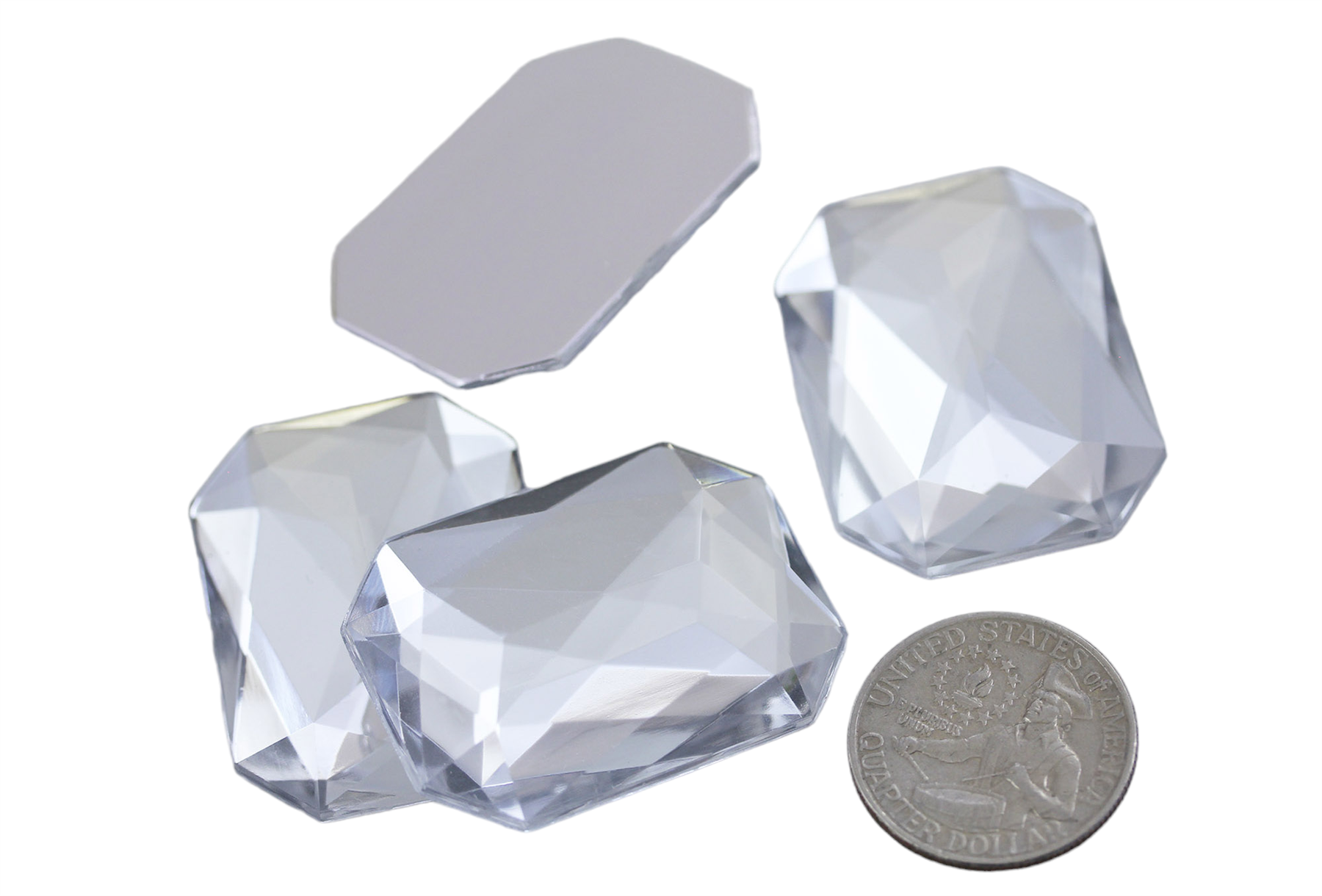 Gemas octágonas acrílicas traseras planas 40X30 mm pedrería joyas artesanales - 4 piezas - Imagen 26 de 51