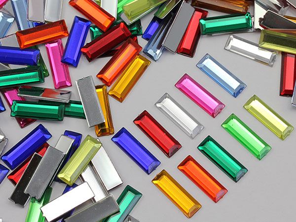 22x7mm Pink Fuchsia .MAR09 Flat Back Baguette Acrylic Gems High Quality - 40 PCS