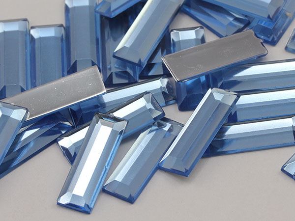 22x7mm Blue Sapphire Lite .LS Flat Back Baguette Acrylic Gems - 40 PCS