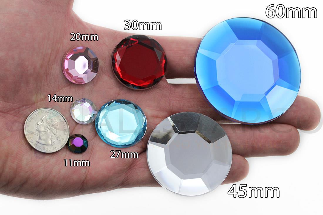 45mm Grande Acrilico Fondo Piatto Strass Costume Cosplay Abbellimento Artigianato 2pz - Foto 21 di 41