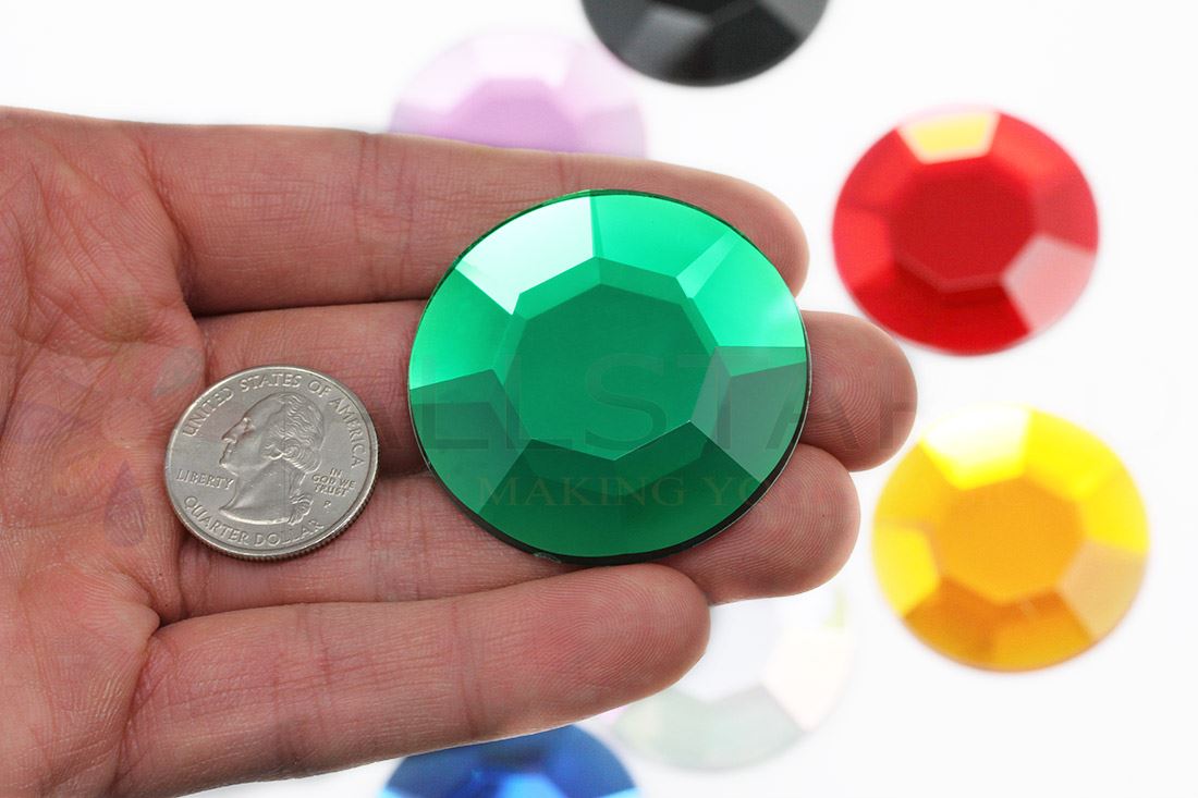 45mm Grande Acrilico Fondo Piatto Strass Costume Cosplay Abbellimento Artigianato 2pz - Foto 18 di 41