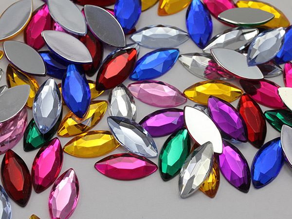 20x9mm Flat Back Navette Acrylic Rhinestone Plastic Face Gems Party Craft 25Pcs - Picture 15 of 48