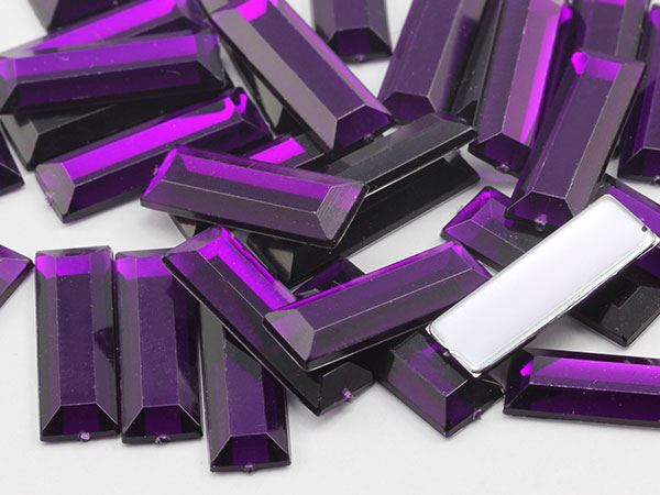 22x7mm Purple Amethyst .NAT02 Flat Back Baguette Acrylic Gems - 40 PCS
