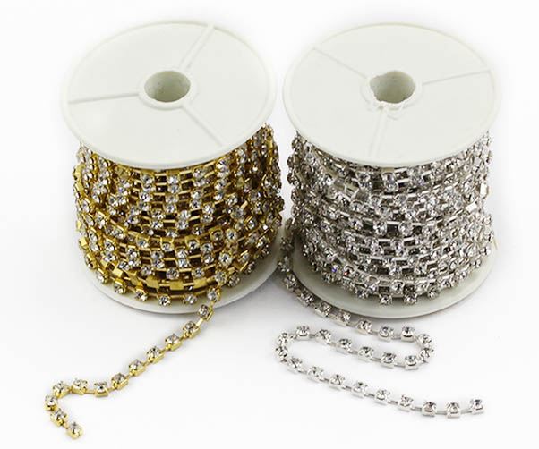 2.5mm SS8 Silver Quality Rhinestone Cup Chain - 1 Roll