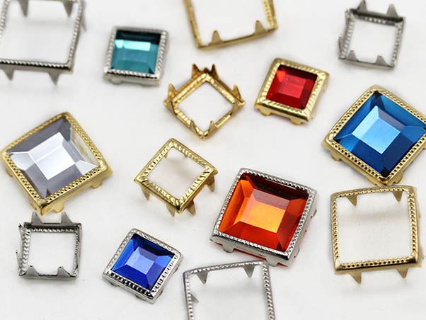 8X8MM Square Rim Settings 36 Pieces Gold