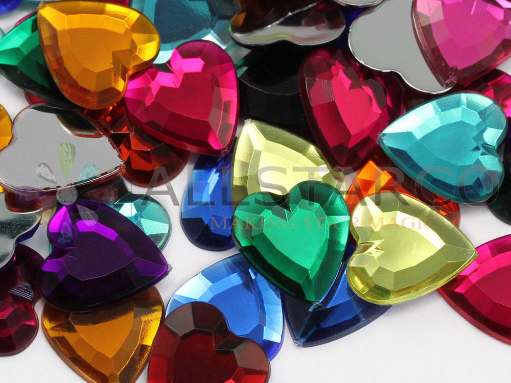 18 mm flache Rückseite Herz Acryl Edelsteine Kunststoff Strass Verzierungen Handwerk 30 Stck. - Bild 16 von 21
