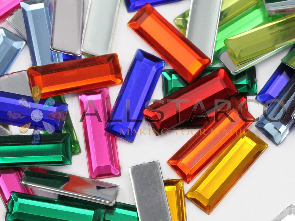 22x7mm Blue Sapphire Lite .LS Flat Back Baguette Acrylic Gems - 40 PCS