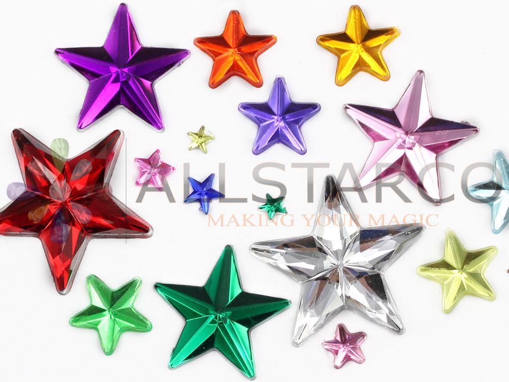 31mm Large Star Rhinestones Embelishments Flat Back Acrylic Plastic Gems 6Pcs - Picture 8 of 16