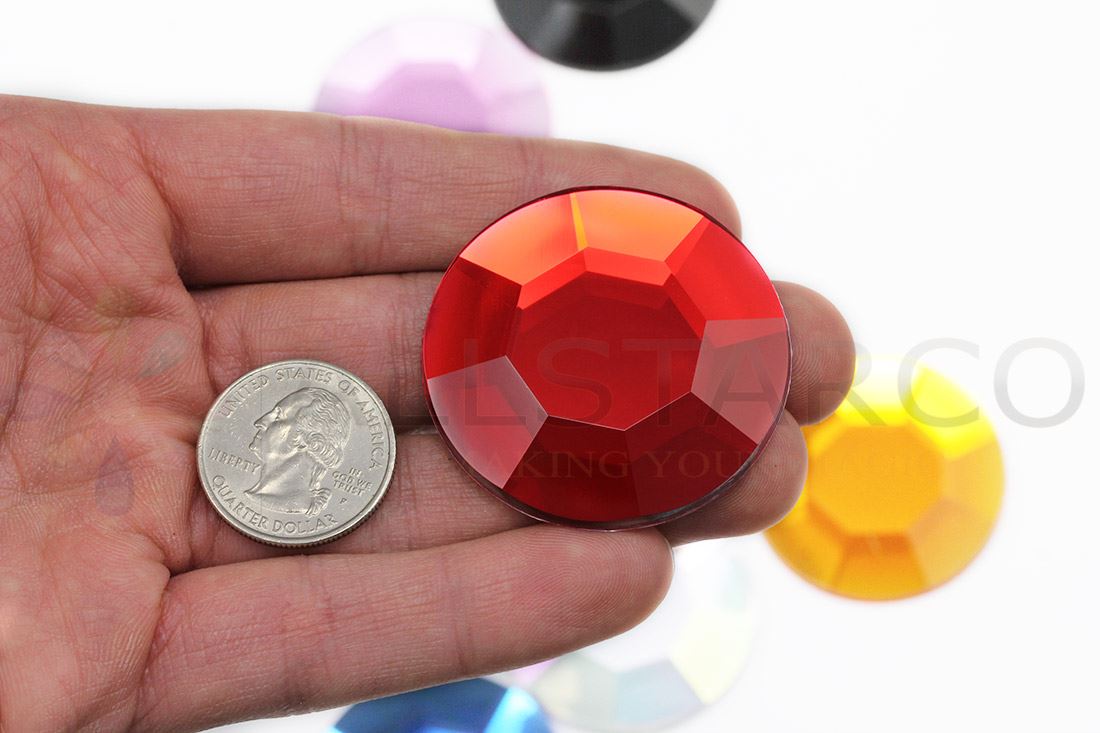45mm Grande Acrilico Fondo Piatto Strass Costume Cosplay Abbellimento Artigianato 2pz - Foto 38 di 41