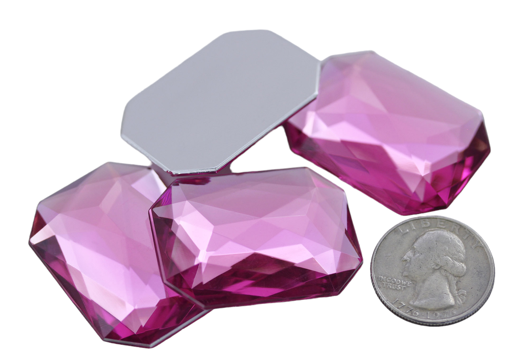 Gemas octágonas acrílicas traseras planas 40X30 mm pedrería joyas artesanales - 4 piezas - Imagen 38 de 51