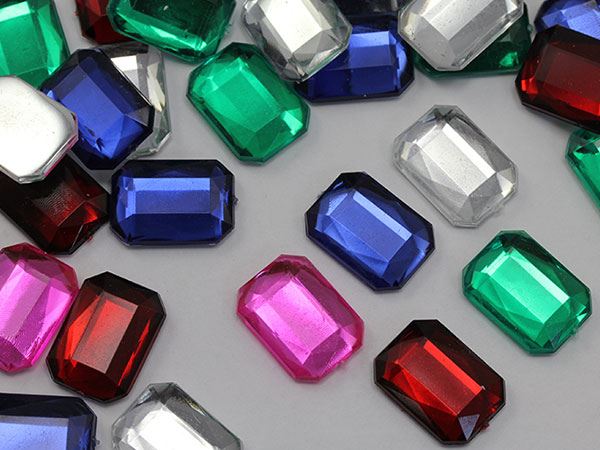 25x18mm Jet Black A11 Flat Back Octagon Acrylic Gemstones - 15 PCS