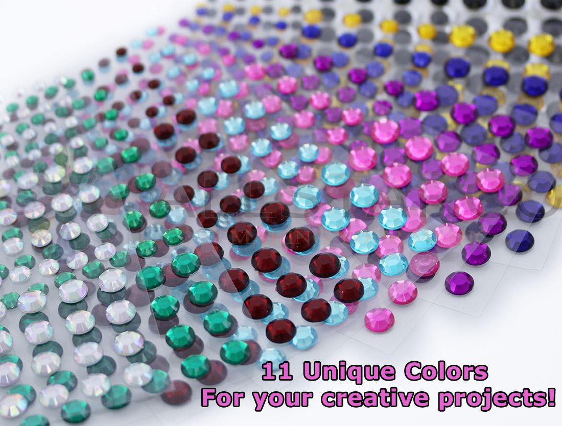 Self Adhesive Acrylic Rhinestones 3 Sizes Face Stick On Hair Gems Craft 480PCS - Picture 84 of 110