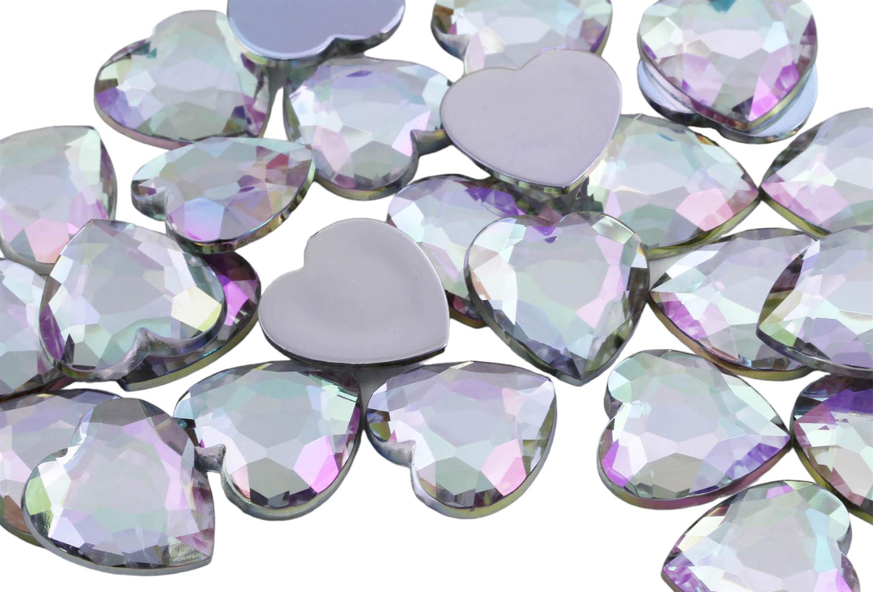 18 mm flache Rückseite Herz Acryl Edelsteine Kunststoff Strass Verzierungen Handwerk 30 Stck. - Bild 8 von 21