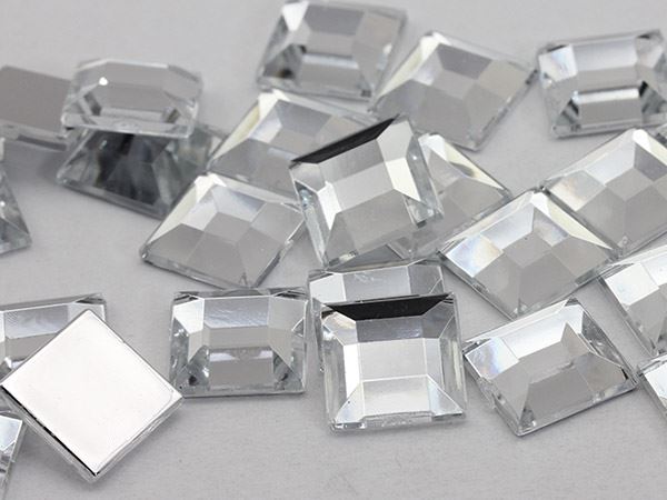 8mm Assorted Colors Flat Back Acrylic Square Gems  - 250 Pieces