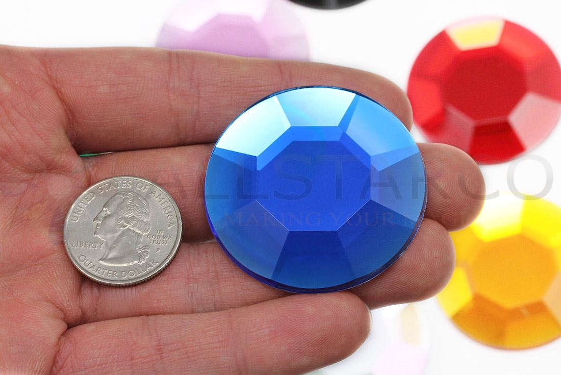 45mm Grande Acrilico Fondo Piatto Strass Costume Cosplay Abbellimento Artigianato 2pz - Foto 6 di 41