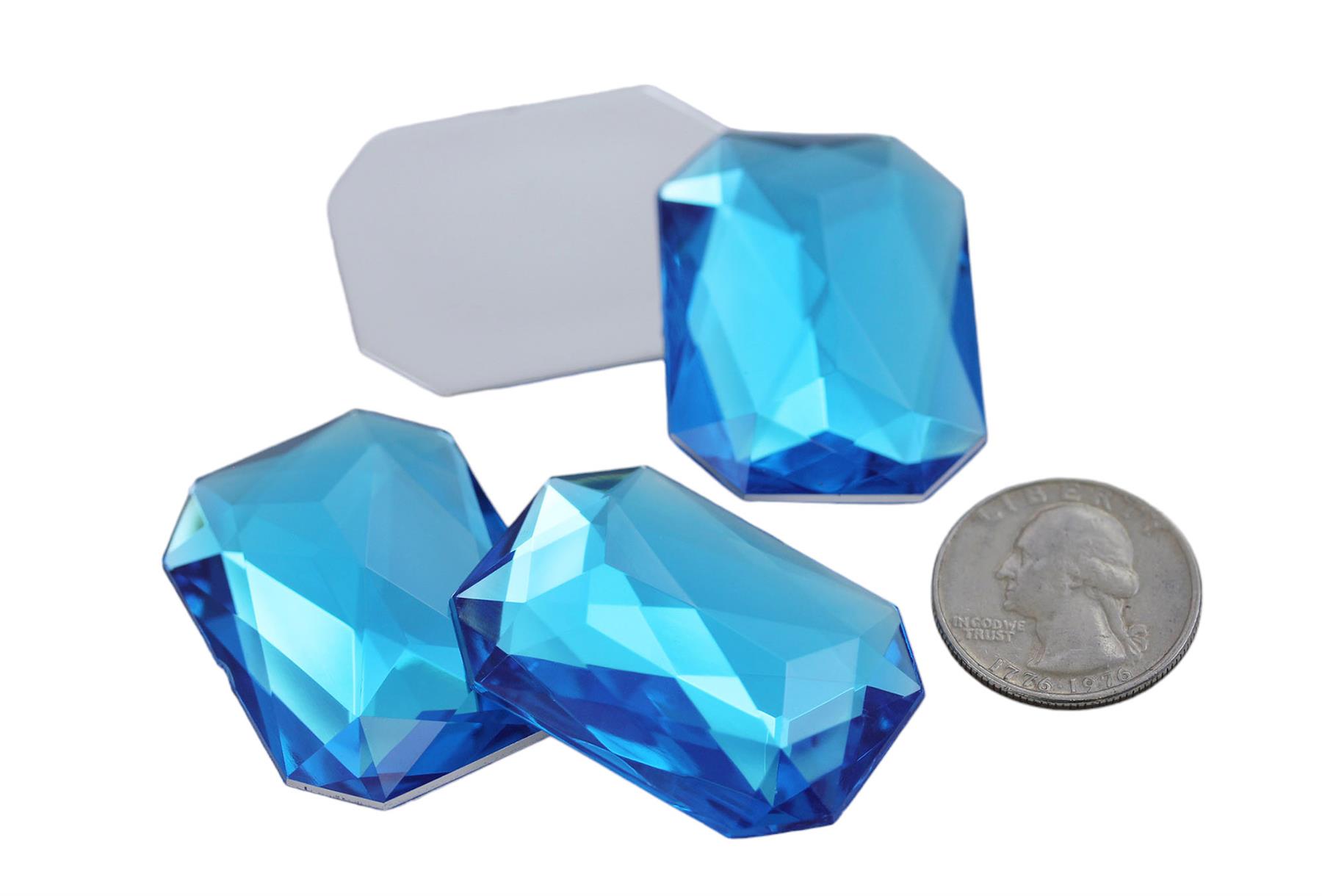 Gemas octágonas acrílicas traseras planas 40X30 mm pedrería joyas artesanales - 4 piezas - Imagen 17 de 51