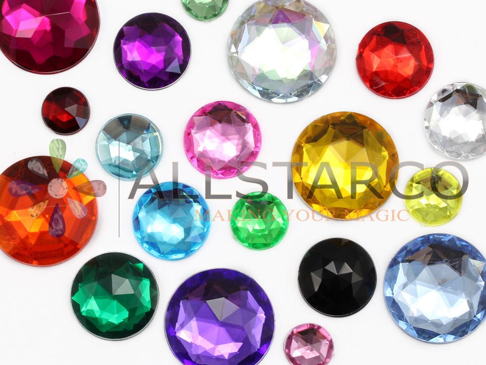 Allstarco, 50pcs 13mm Round Acrylic Plastic Gems Flat Back For - Foto 2