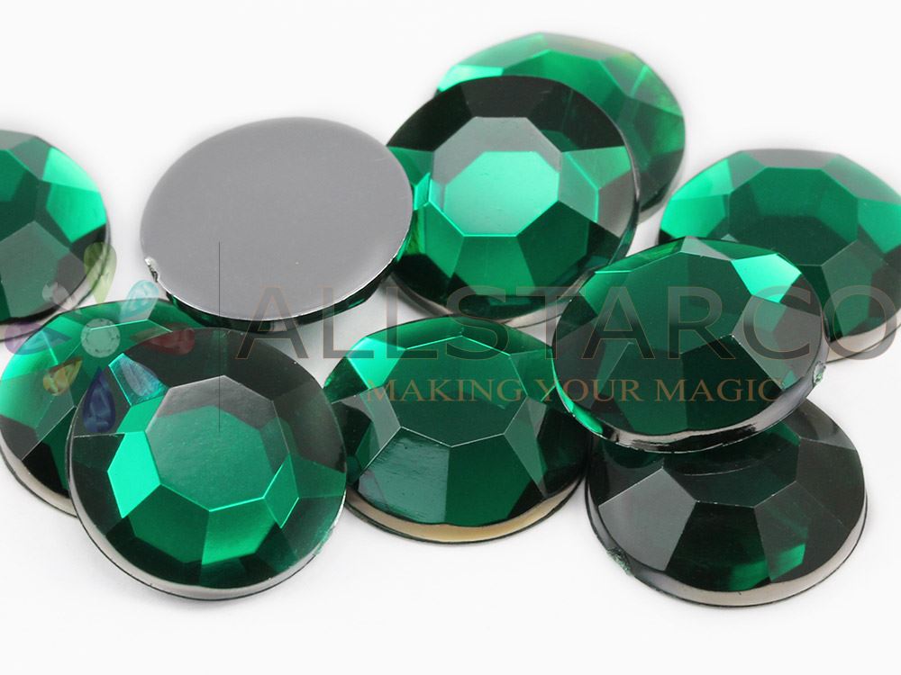 15mm Green Emerald H106 Acrylic Rhinestones - 50 PCS