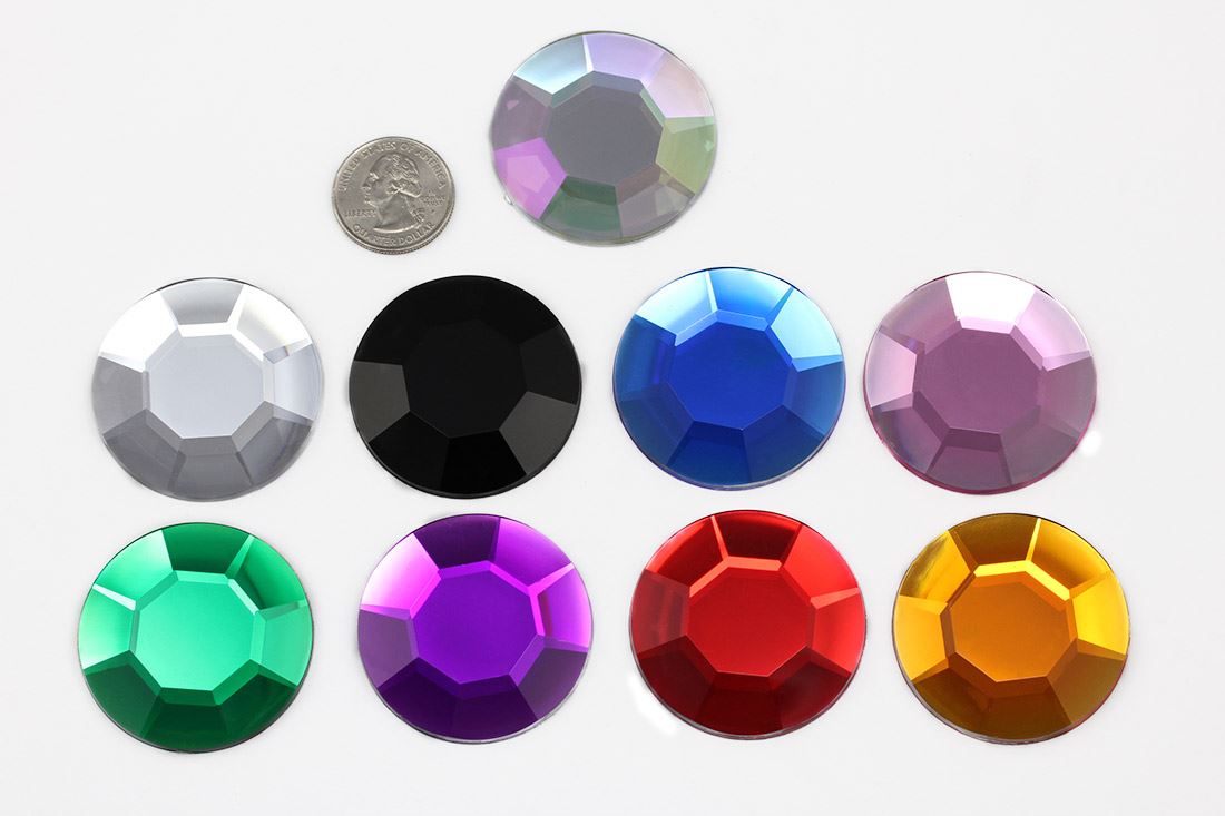 45mm Grande Acrilico Fondo Piatto Strass Costume Cosplay Abbellimento Artigianato 2pz - Foto 39 di 41