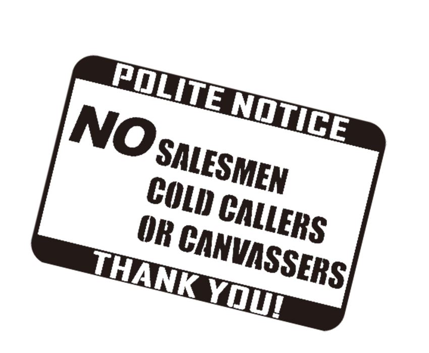 NO SALESMAN COLD CALLERS CANVASSERS LABEL DOOR WINDOW STICKER SIGN