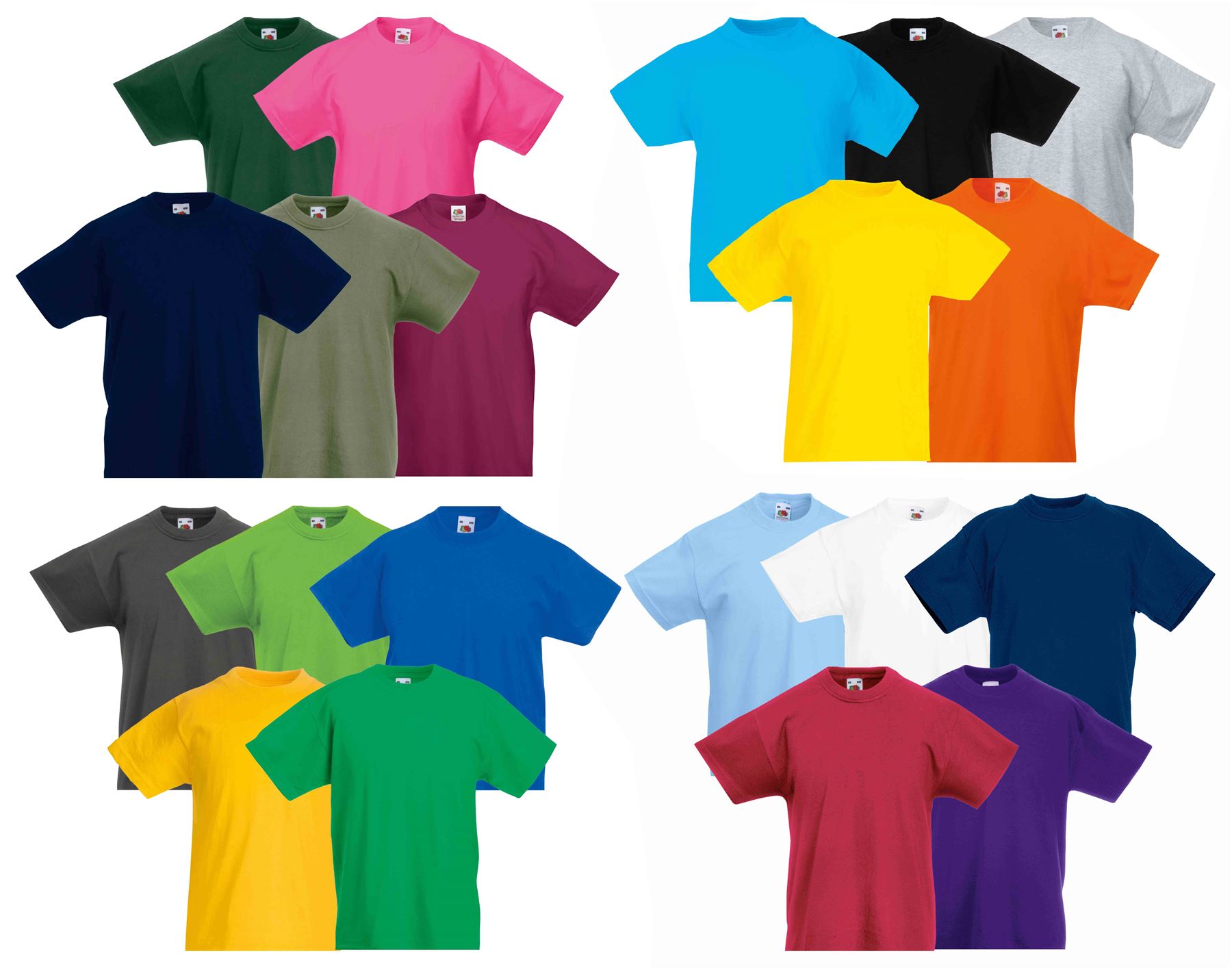 Fruit Of The Loom CHILDREN/'S T-SHIRT PLAIN TOP KIDS BOYS GIRLS SCHOOL ALL SIZES