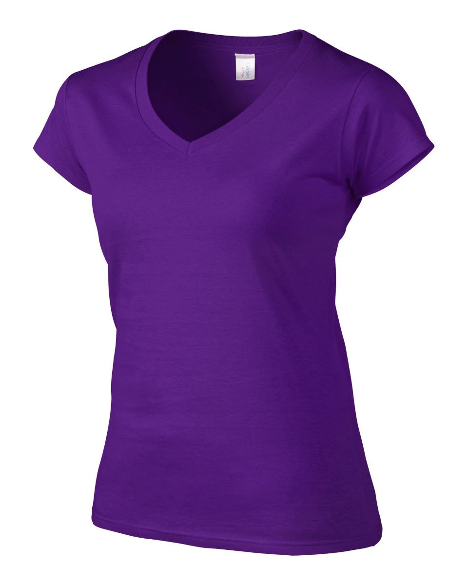 Gildan Womens Ladies Soft Style Plain V-Neck T-Shirt Cotton Tee Tshirt | eBay