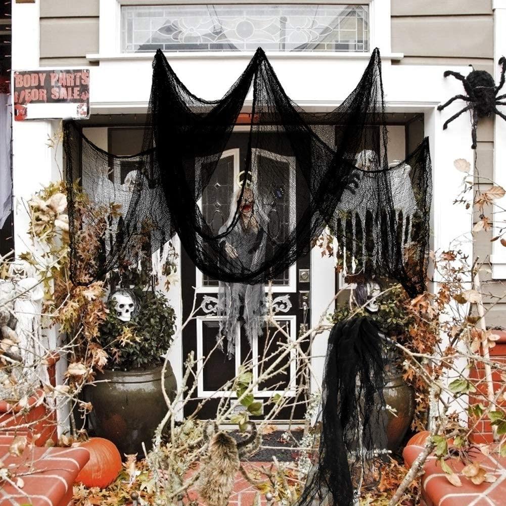 Vodtian 200 x 500 cm Black Creepy Cloth Scary Spooky Muslin Halloween