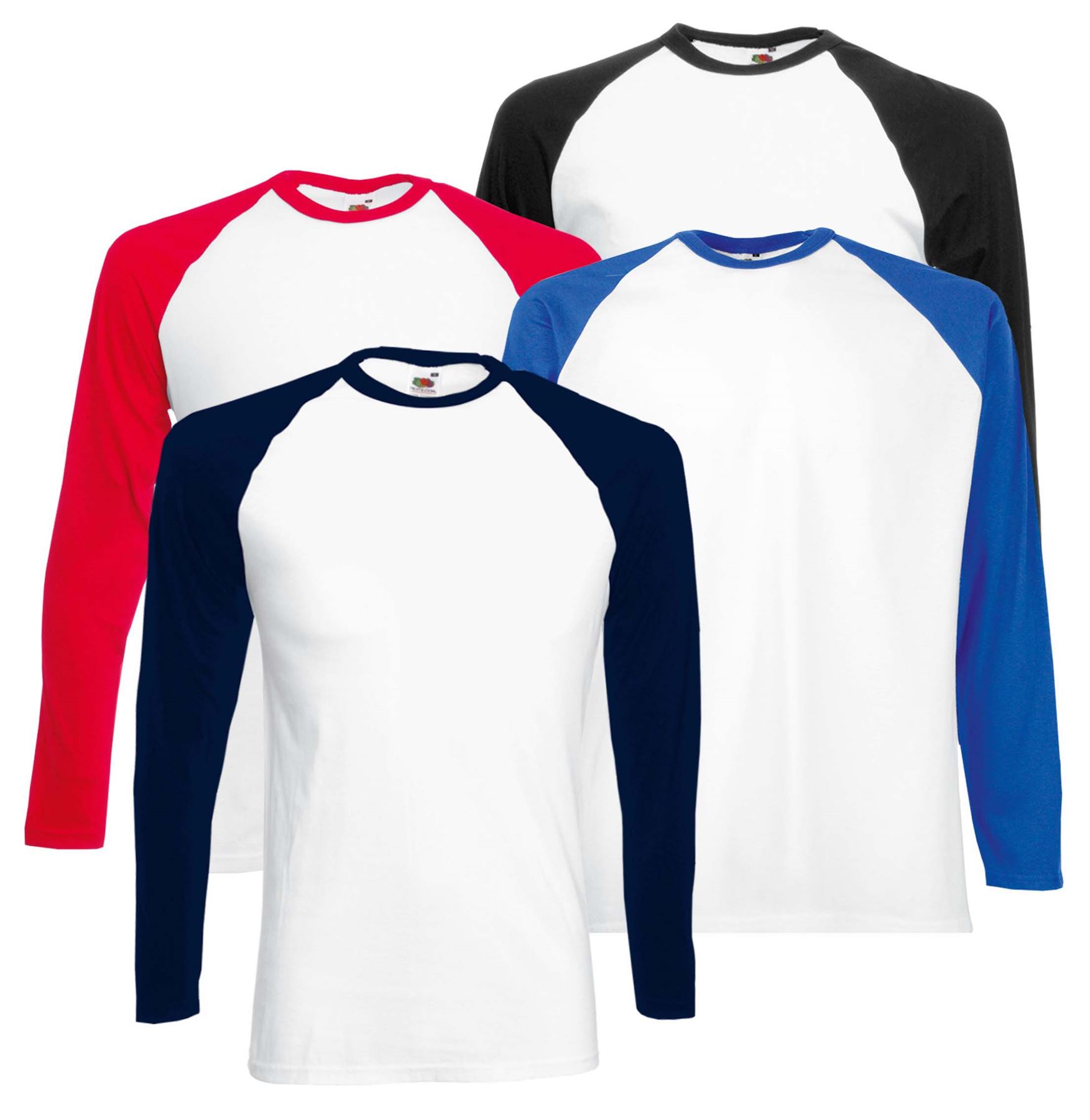 Fruit of the Loom Mens Valueweight Long Sleeve Baseball T-Shirt Casual Sports T
