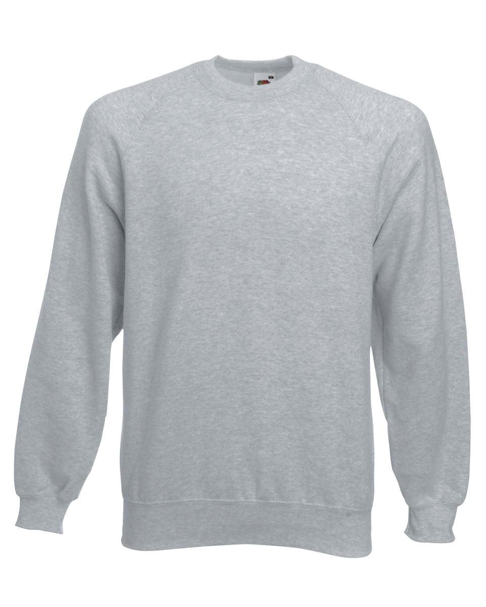 3 x Fruit of the Loom Raglan Classic Sweatshirt Work Sweater Jumper Plain Crew
