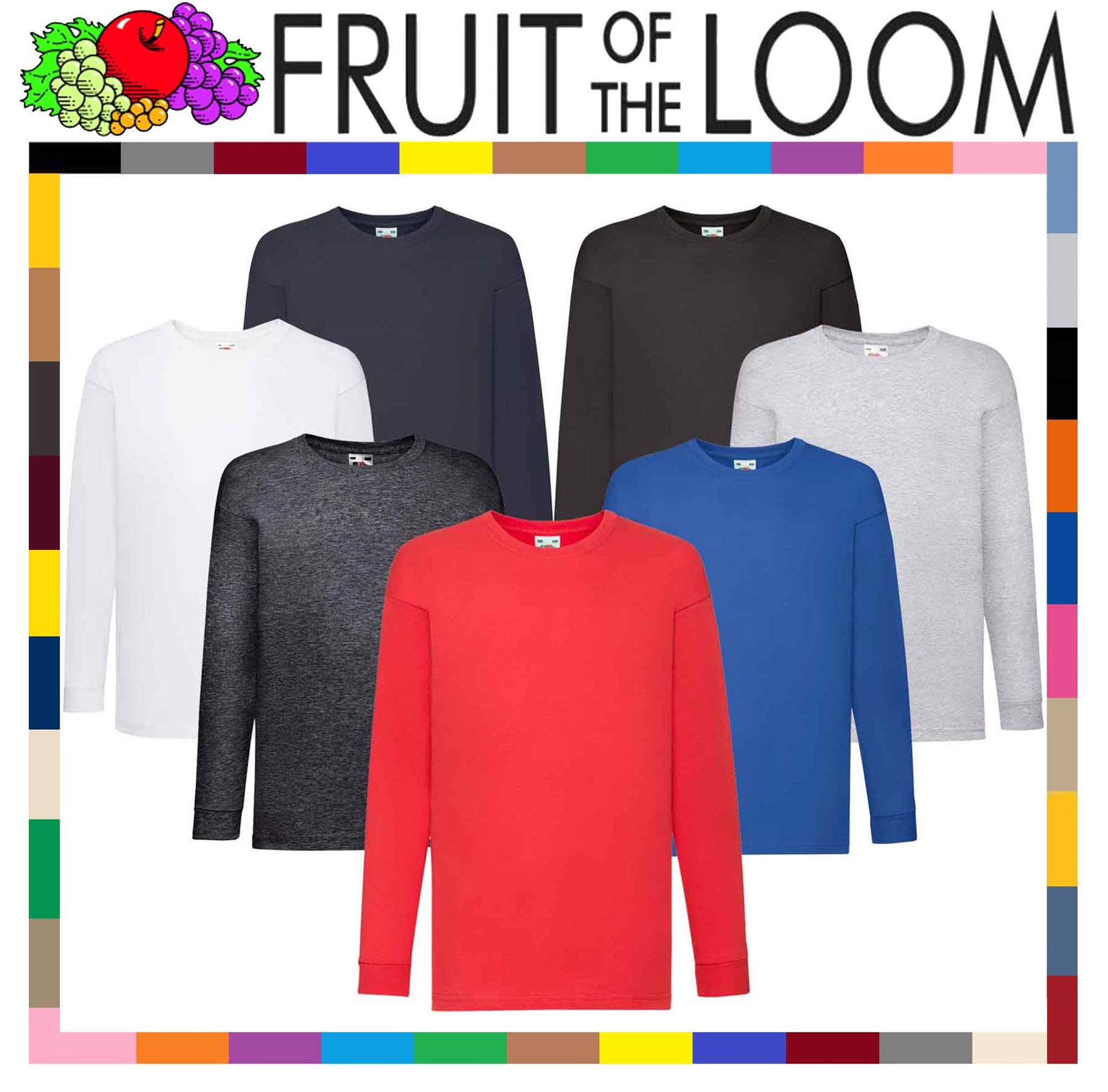Fruit Of The Loom Children/'s Valueweight Long Sleeve T-Shirt Unisex Kids Tops