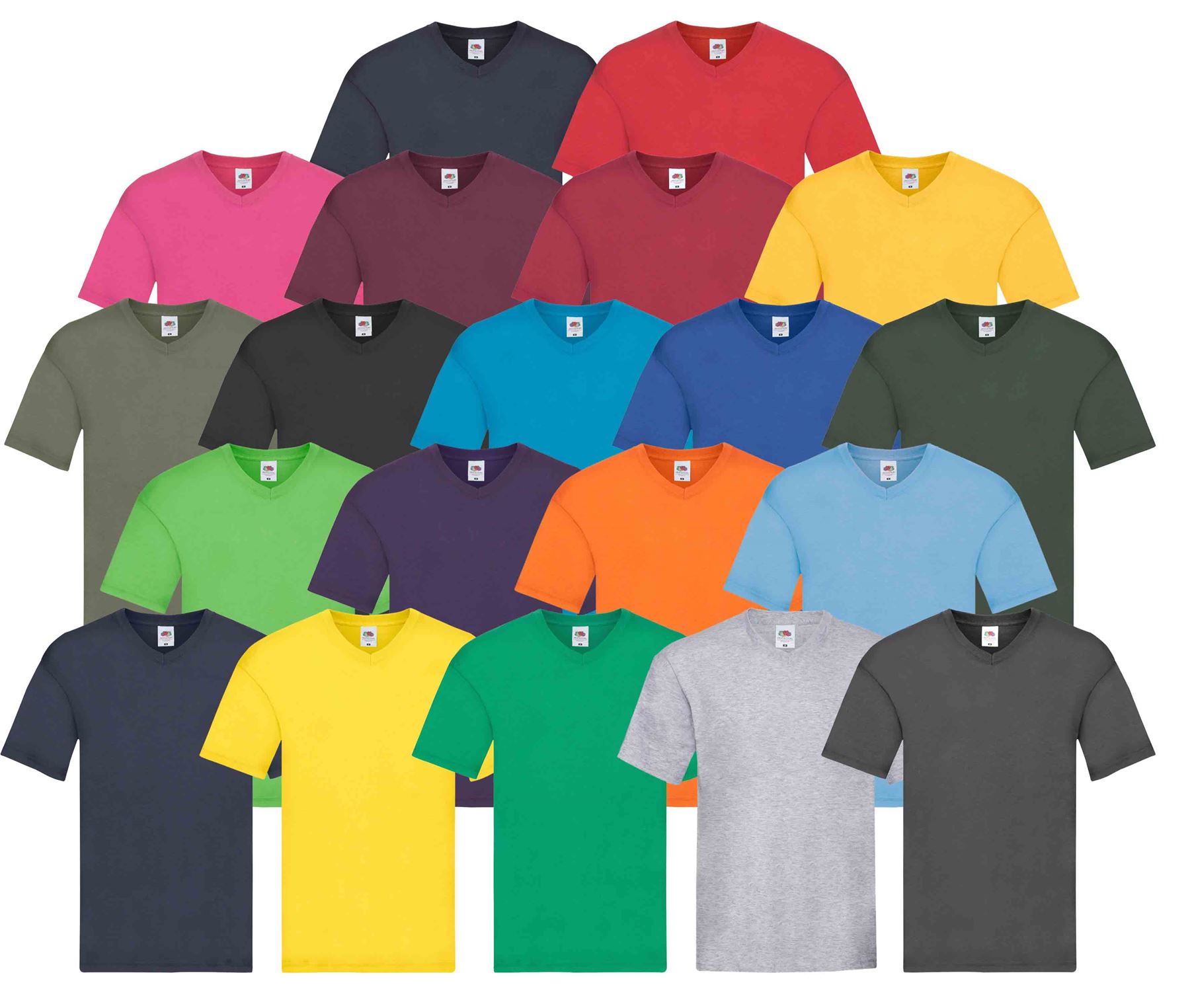 Fruit Of The Loom Mens Original Plain Blank VNeck TShirt 100 Cotton