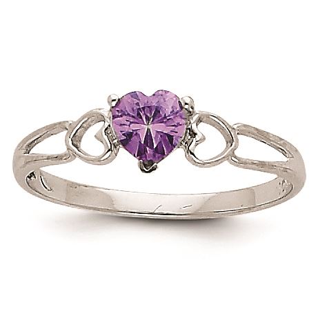 14K Yellow Gold Diamond & Amethyst February Stone Heart Ring Size 7 14K Yellow Gold Diamond & Amethyst February Stone Heart Ring Size 7