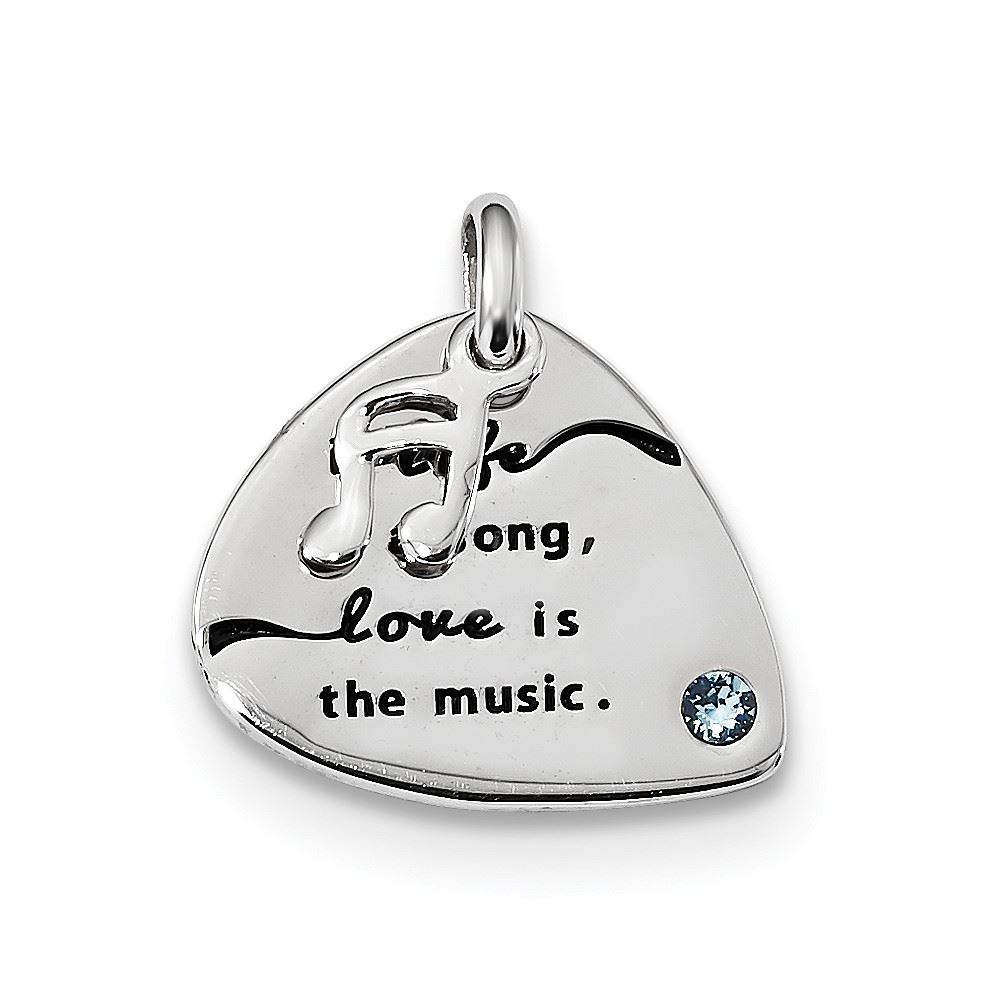 Sterling Silver Antique Guitar Pick Charm Pendant MSRP $68