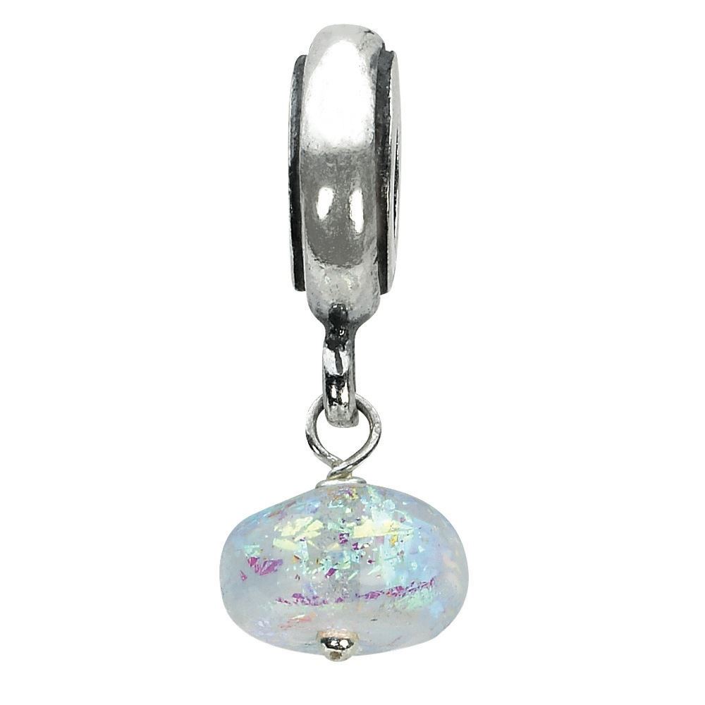 Jewelry Beads Glass Beads Sterling Silver Reflections Green Dichroic Glass Dangle Bead