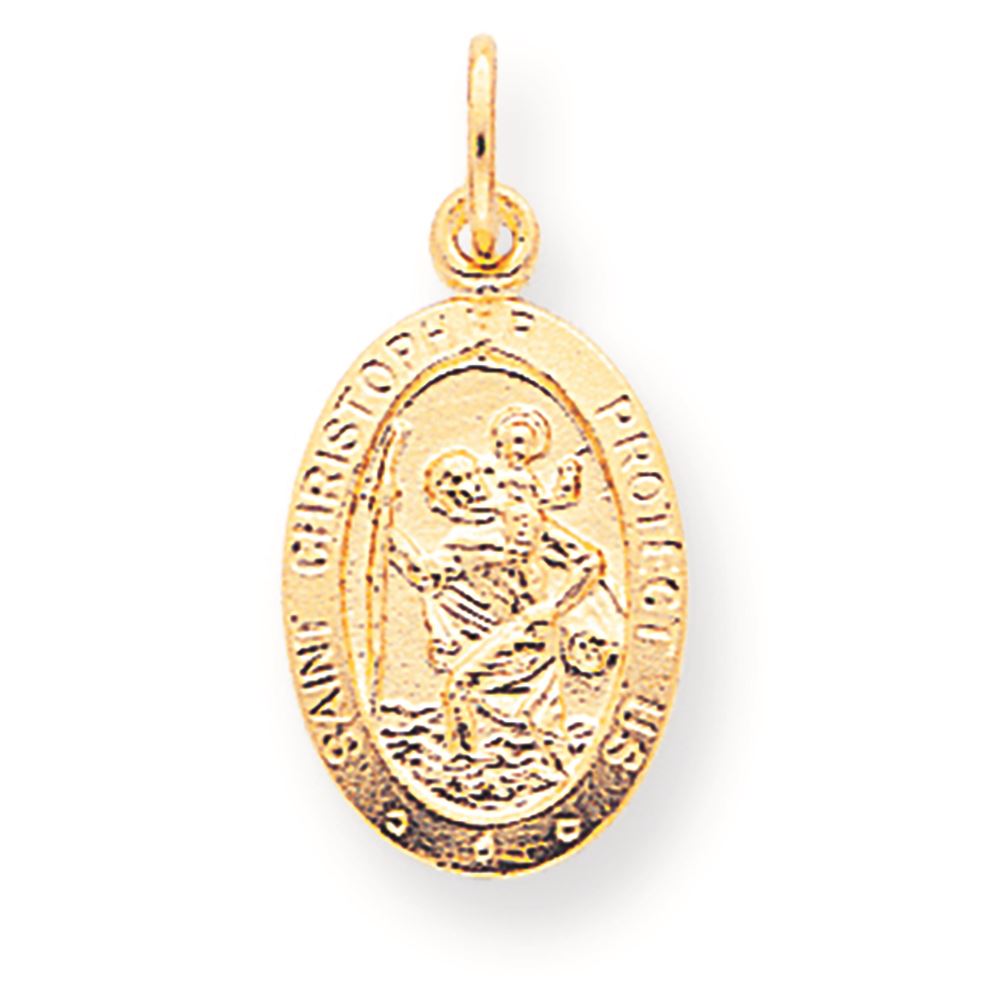 10K Gold St. Christopher Medal Charm 