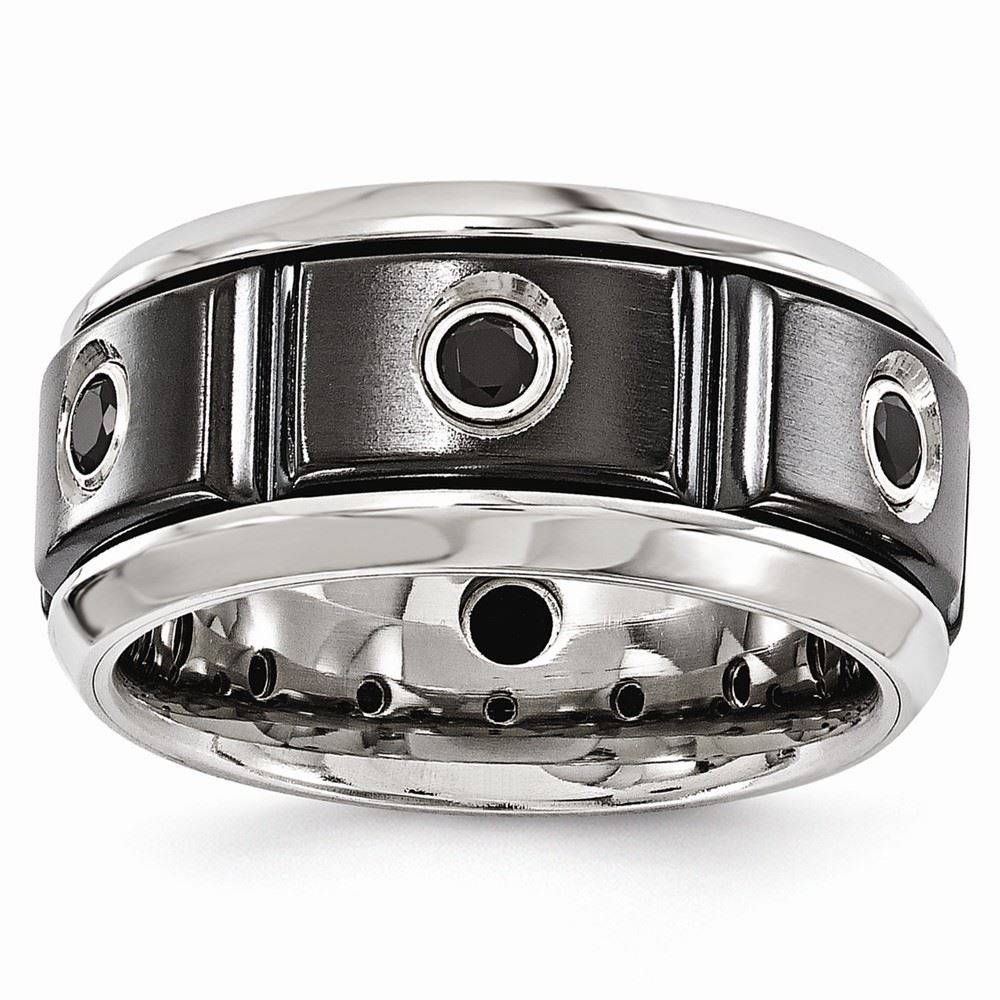 Bridal Wedding Bands Fancy Bands Edward Mirell Stainless Steel and Black Ti Casted 9mm Band Size 12.5
