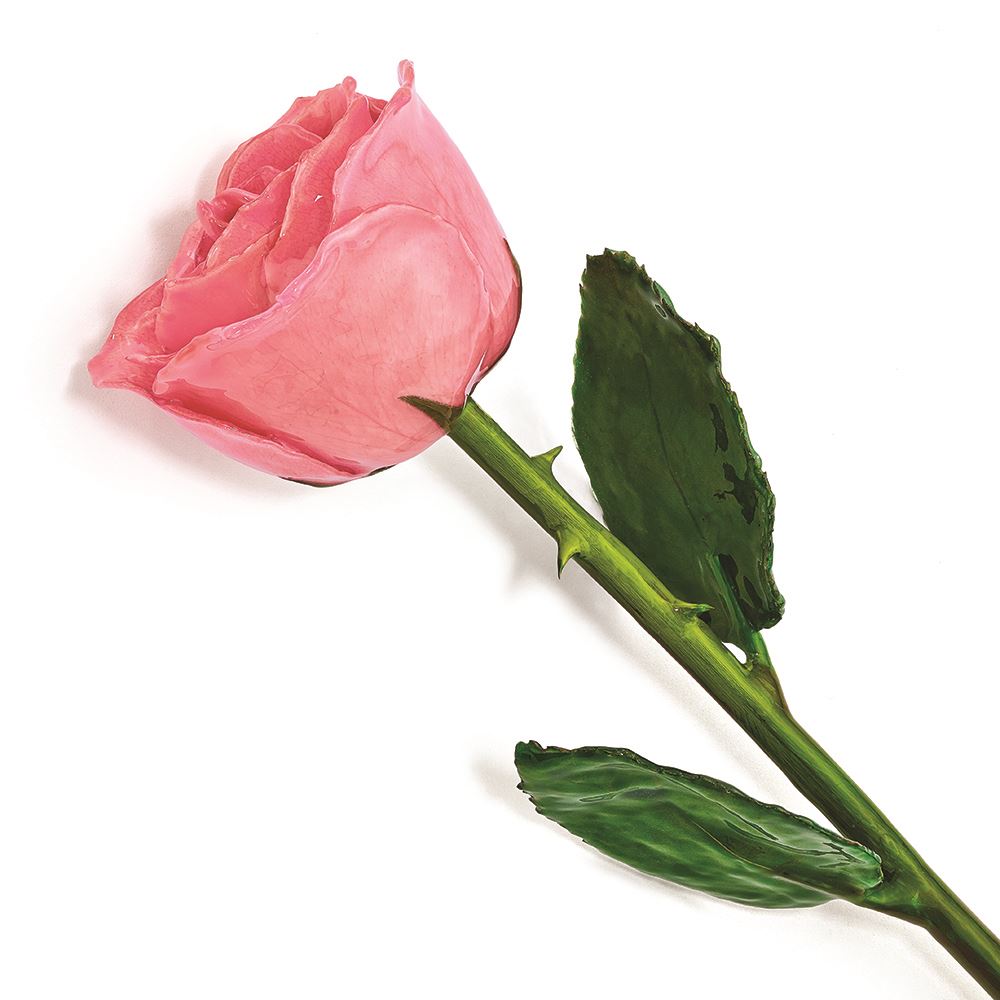 Long Stem Lacquer Dipped Genuine Rose With Green Leaves and Stem MSRP $163