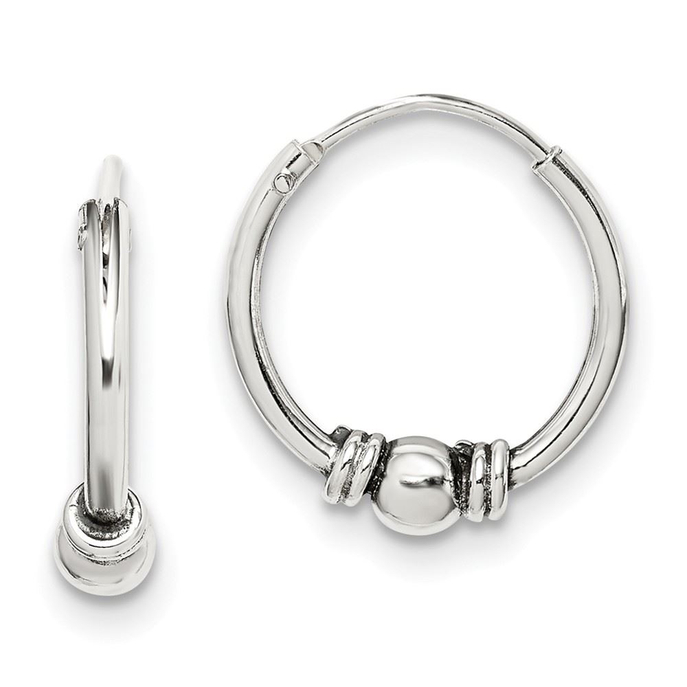 .925 Sterling Silver 18 MM Antique Fancy Hoop Earrings MSRP $27