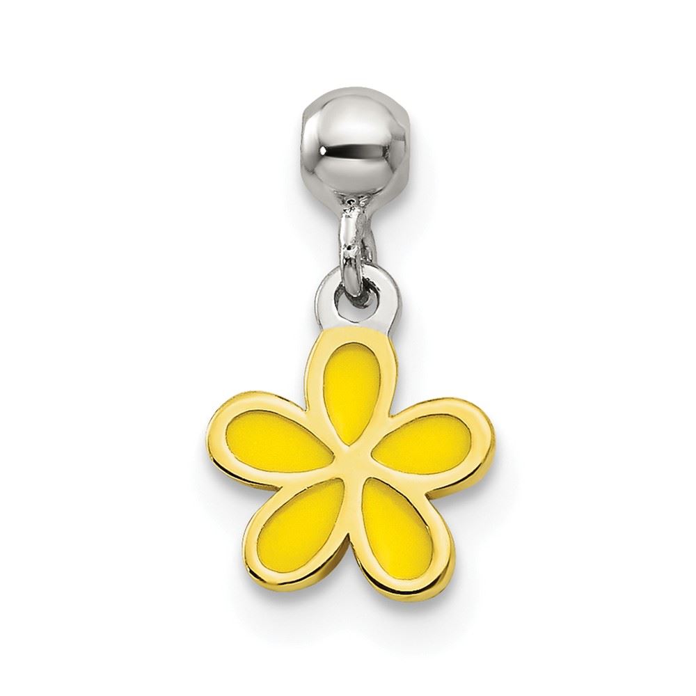 Gold-Tone Sterling Silver Mio Memento /& Yellow Enamel Flower Bead Slide Charm