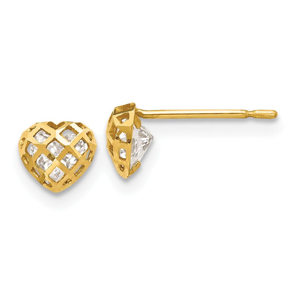 14K Yellow Gold Madi K Childrens 5 MM CZ Post Stud Earrings