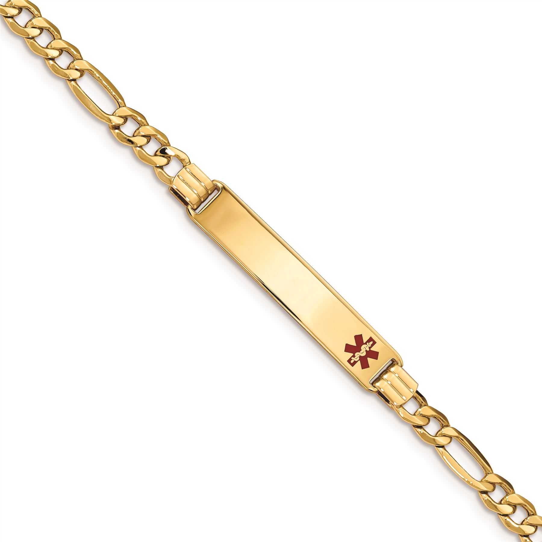14K Yellow gold Figaro Link 8 MM Engravable ID Medical Alert Bracelet MSRP 1348 14K Yellow gold Figaro Link 8 MM Engravable ID Medical Alert Bracelet MSRP 1348