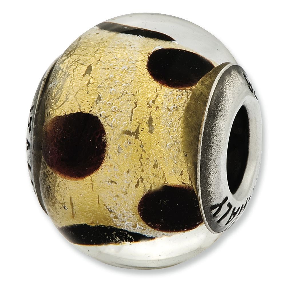 Jewelry Beads Glass Beads Sterling Silver Reflections Yellowith Gold//Red Italian Murano Bead