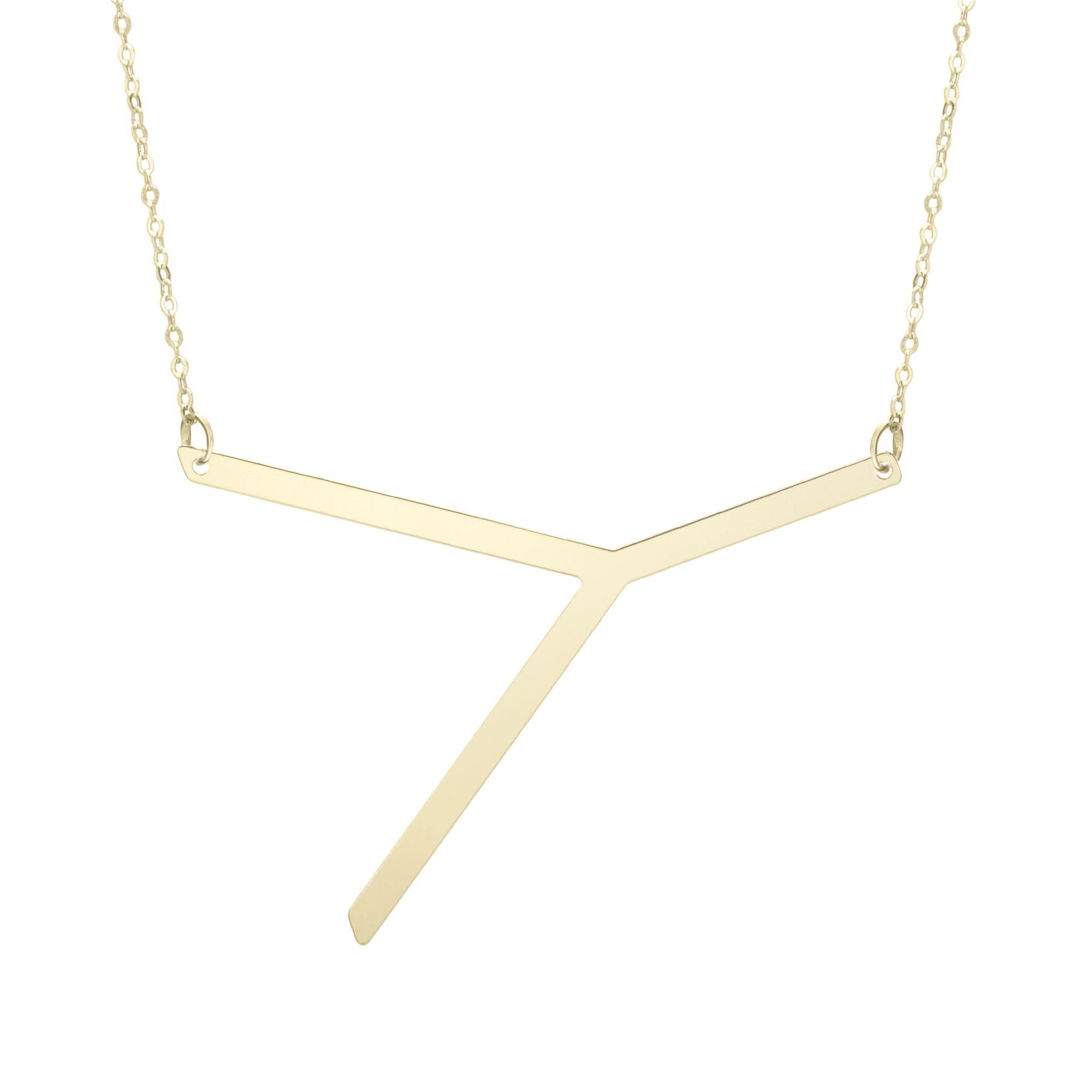 14K Yellow Gold Large Angled Initial 