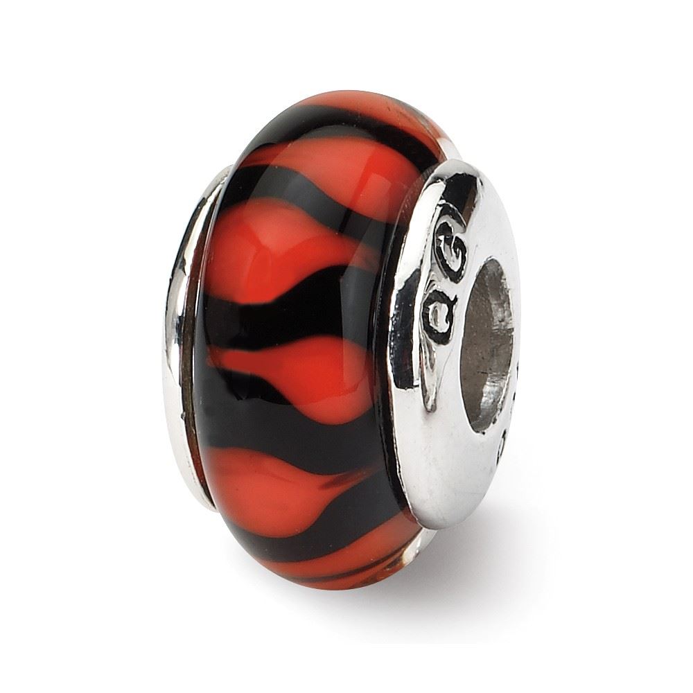 Sterling Silver Reflection Hand-Blown Glass Solid Bead